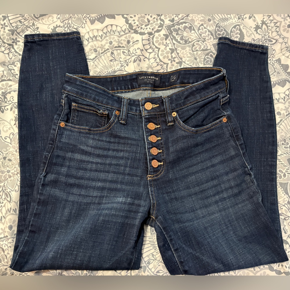Lucky Brand Dark Blue button up Skinny Jeans